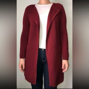 J.CREW Burgundy Merino Wool Blend Juliette Collarless Open Sweater Blazer XSmall